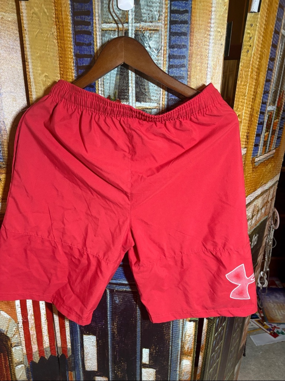 Under Armour Red Drawstring Athletic Shorts - Picture 2 of 3